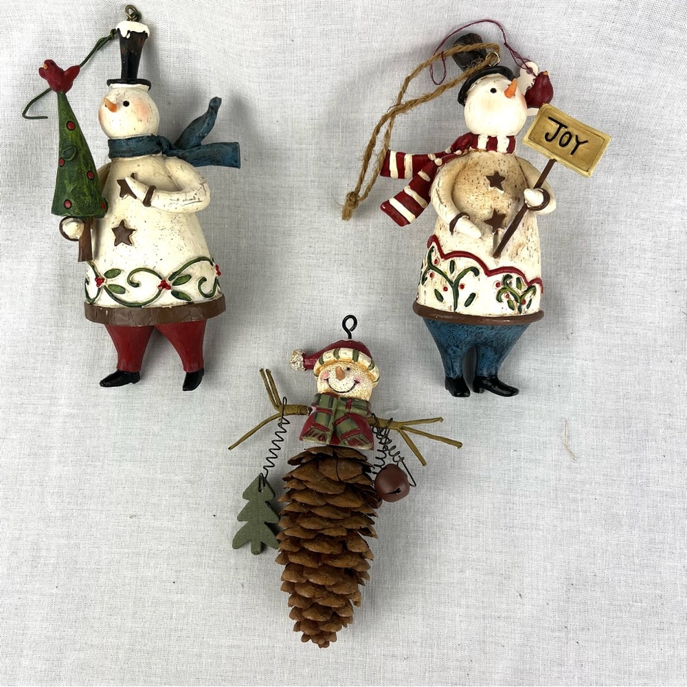 Whimsical Snowman Christmas Ornament Lot